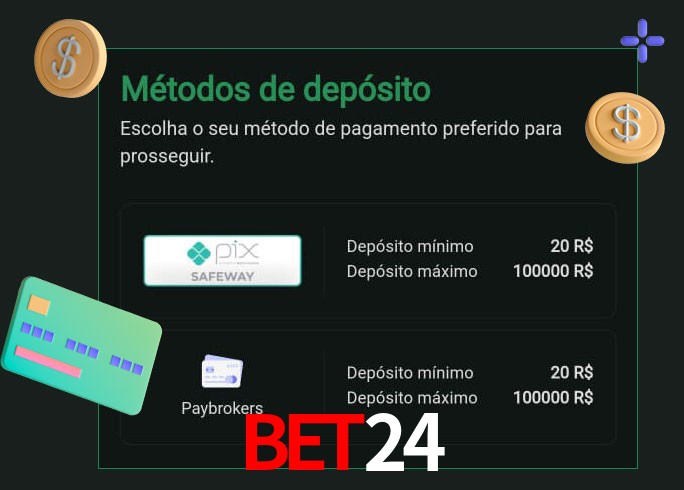 O cassino BET24 oferece uma grande variedade de métodos de pagamento